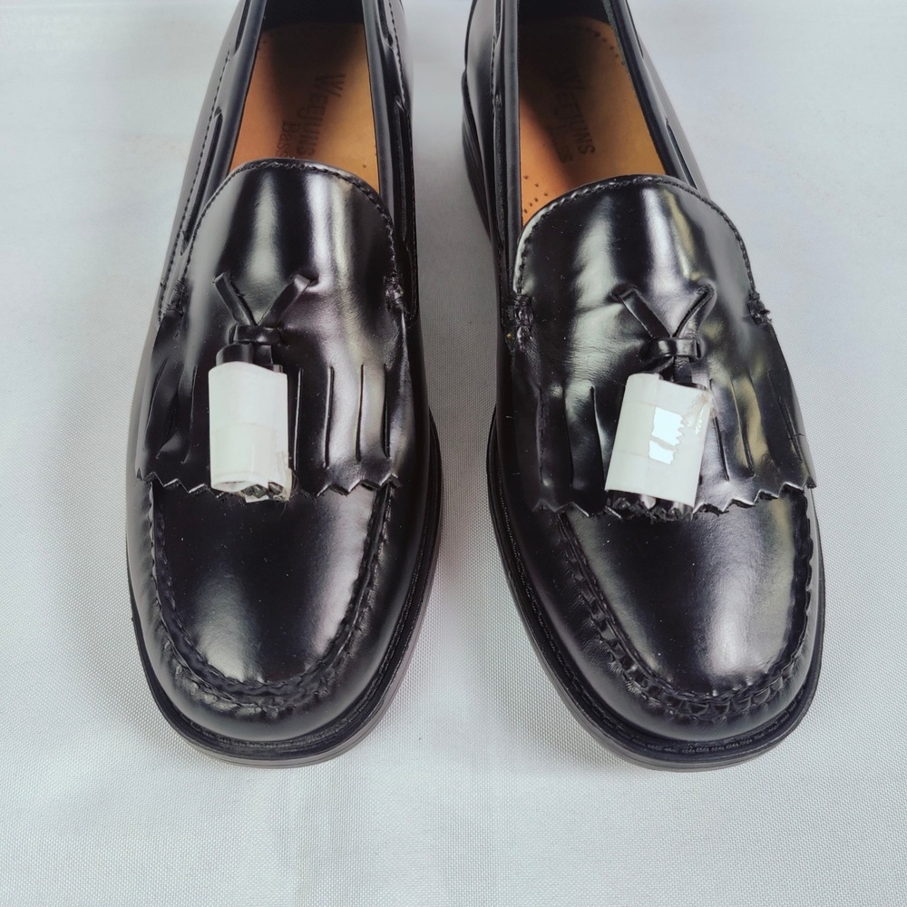 VTG NEW GH Bass Weejuns Loafers Marietta II Black Leather Kiltie Tassel 7 Preppy - Picture 3 of 7